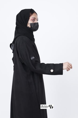 عباية شتوية شمواه أسود موديل ليزر BB072
