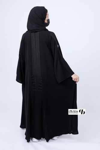 عباية كلوش قماش ملكي قطان أسود BB069