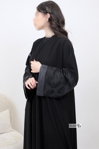 عباية قصة عادية ملكي أكمام مربع جاكار BB143