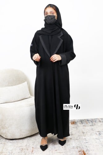 عبايه كلوش ياقه دبل قماش العبايه كريب الرياض مع قم...