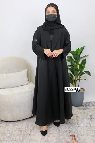 عبايه دبل كلوش ياقه قماش العبايه كتان BB030