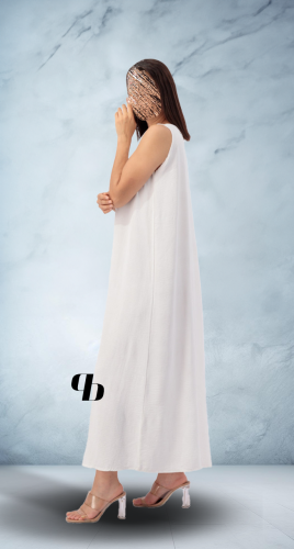 فستان عباية حرير بارد لون أبيض