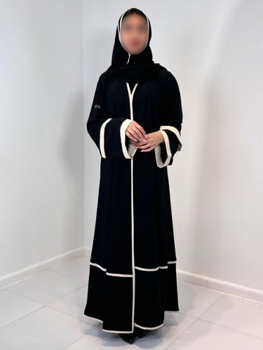 عباية نص كلوش بتحديد بيج - BB657