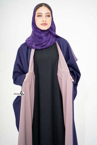 عباية دبل فيس وجهين قماش دبل فيس أزرق زهري BB358