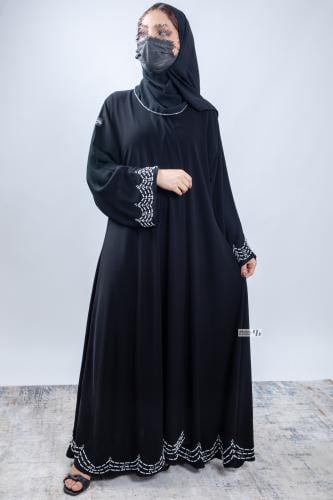 عبايه نص كلوش قماش ملكي مع شك بالاكمام واسفل العبا...