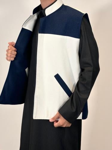 سديري رجالي دبل فيس - كحلي وسكري BB647