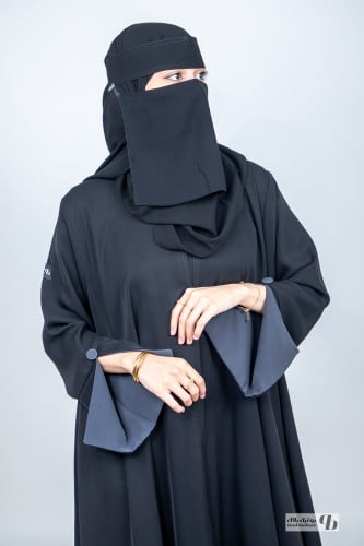 عباية نص كلوش قماش انترنت الأكمام سفطة لون رمادي و...
