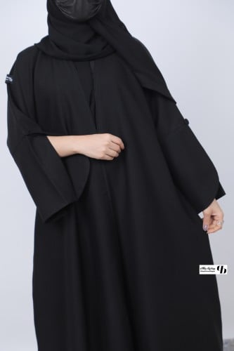 عباية نص كلوش كتان أكمام مفتوحة BB129
