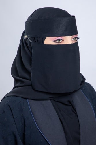 نقاب قماش ملكي مقاس قصير من جنب خيط مائل BB243