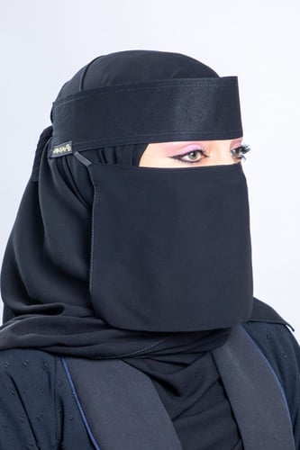 نقاب قماش ملكي مقاس قصير من جنب خيط مائل BB243