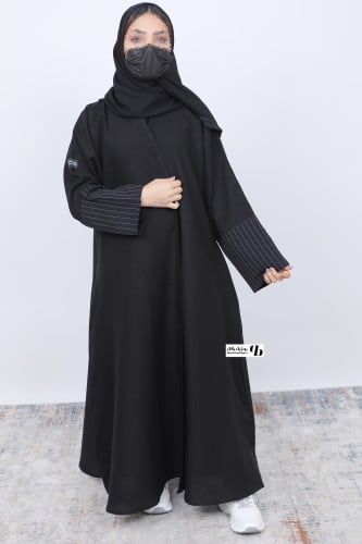 عباية قصة عادية قماش كتان بكسرة من الخلف BB130