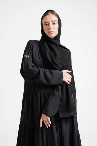 عبايه لف كلوش طبقات متصلة مع طرحه BB013