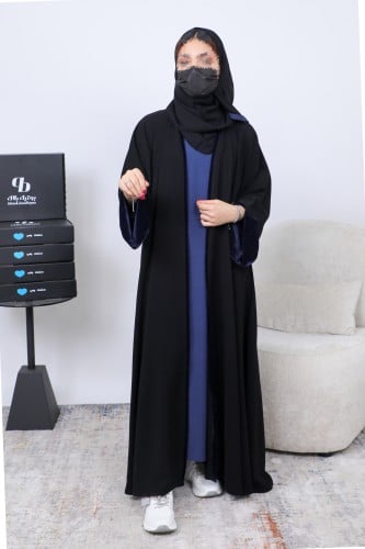 عباية بليزر نص كلوش قماش ملكي أكمام مخمل داخلي BB0...