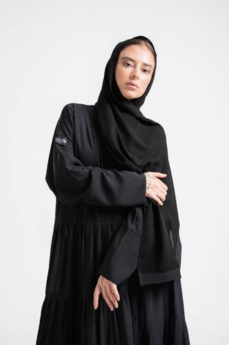 عبايه لف كلوش طبقات متصلة مع طرحه BB013