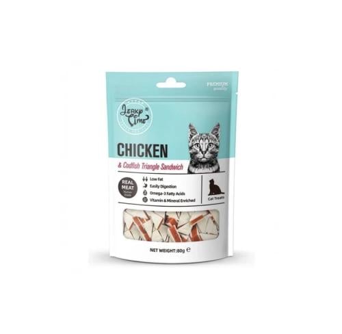 جيركي تايم مثلثات الدجاج وسمك القد للقطط - 80 غ