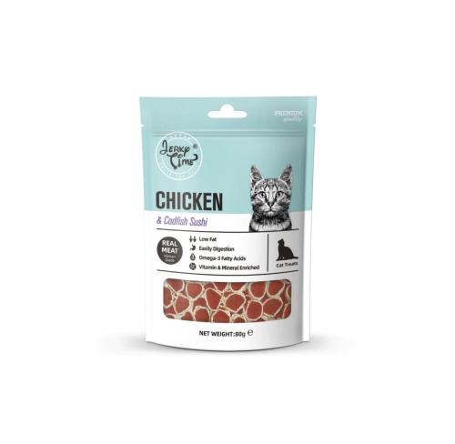 جيركي تايم دجاج وسوشي سمك القد للقطط - 80 غ