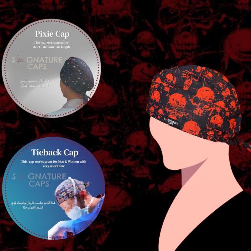 Red Skulls Surgical Cap -قبعة جراحية