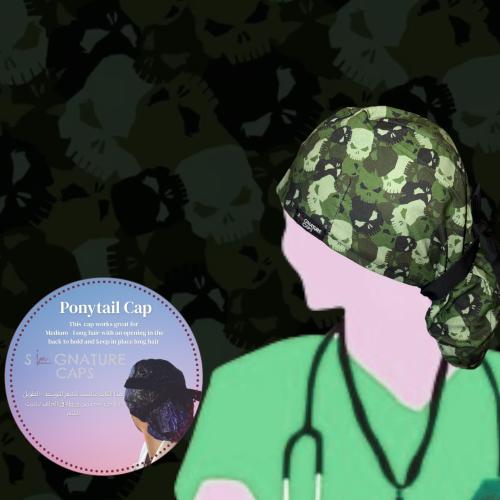 Green Skulls Surgical Cap -قبعة جراحية