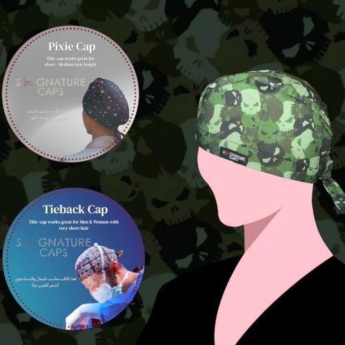 Green Skulls Surgical Cap -قبعة جراحية
