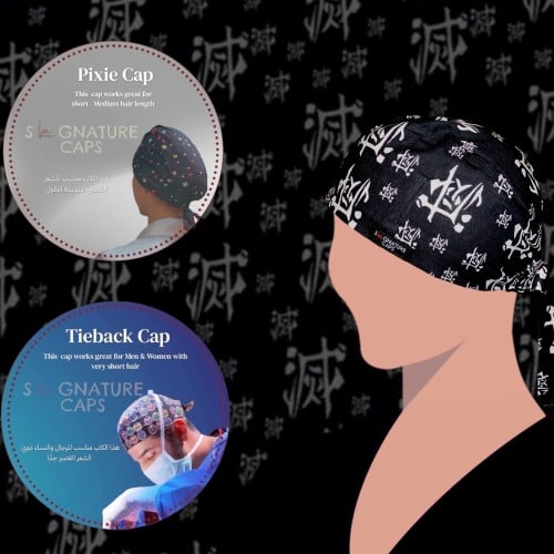 Japanese Symbols Demon Slayer Surgical cap- قبعة ج...