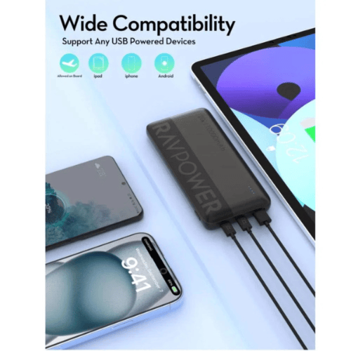 راف باور - بكج بطارية بقوة 20 واط بسعة 10000 ملي ا...