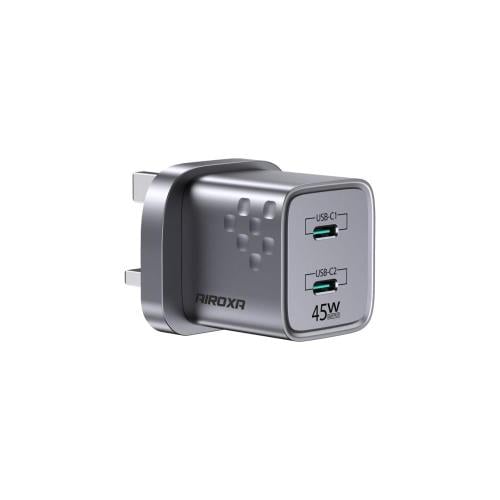 رأس شاحن AIROXA الذكي بقوة 45W - منفذ مزدوج USB-C...