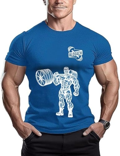 T-SHIRT .تي شيرت مصنوع من قطن بتصميم نصف كم باكتاف...