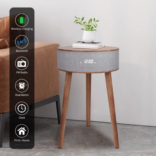 مكبر صوت بلوتوث محمول مع شاحن لاسلكي وقاعدة شحن US...