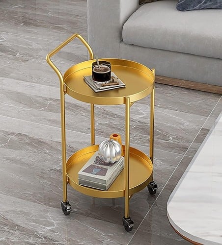 الكوتش طاولة جانبية عصرية من طبقتين متنقلة للوجبات...