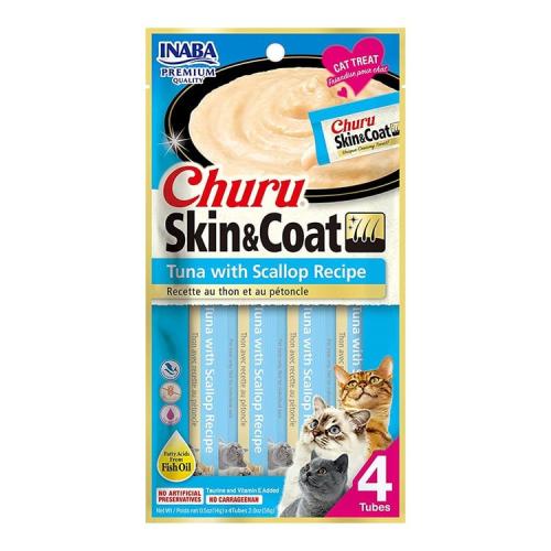 INABA Churu Skin&Coat with Scallop 4x14g - INABA C...