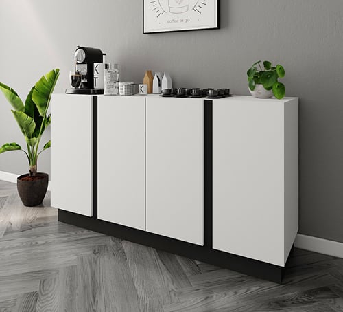 ركن قهوة لون أبيض مع قاعدة أسود