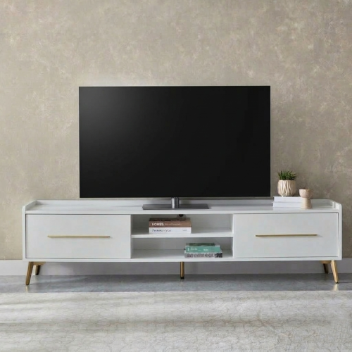طاولة تلفزيون مجموعة أركان لون أبيض من ياقوتة