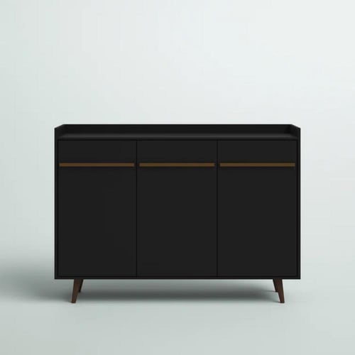 بوفيه خشب بثلاث درفات لون أسود