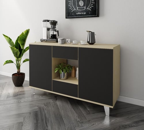 ركن قهوة متعدد الإستخدام لون أسود مع بيج