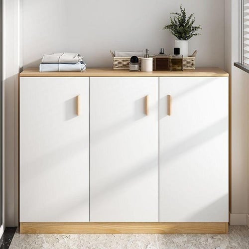 خزانة أحذية لون أبيض مع بيج من ياقوتة