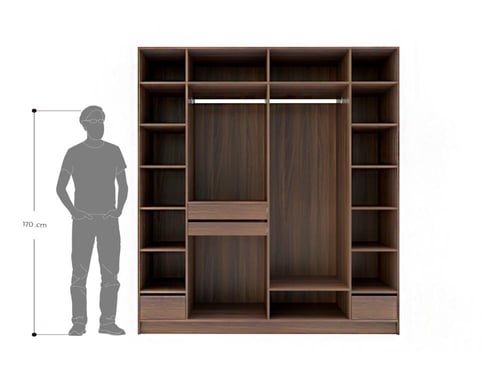 خزانة ملابس شبابية وعصرية بدون أبواب لون بني خشبي