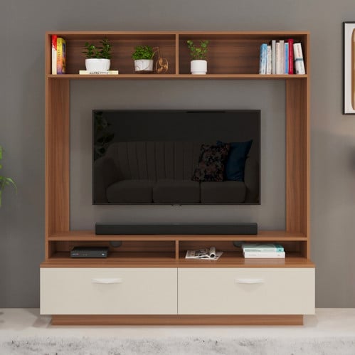 طاولة تلفزيون مرتفعة بأرفف