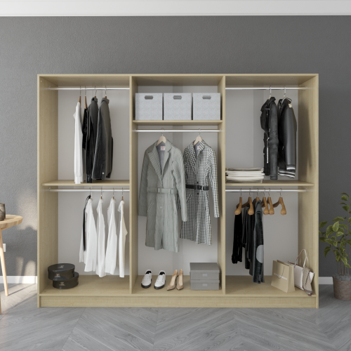 خزانة ملابس عصرية بدون أبواب لون بيج