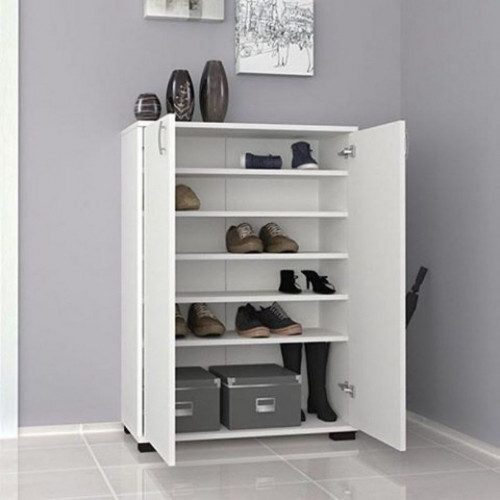 خزانة أحذية بدرفتين لون أبيض