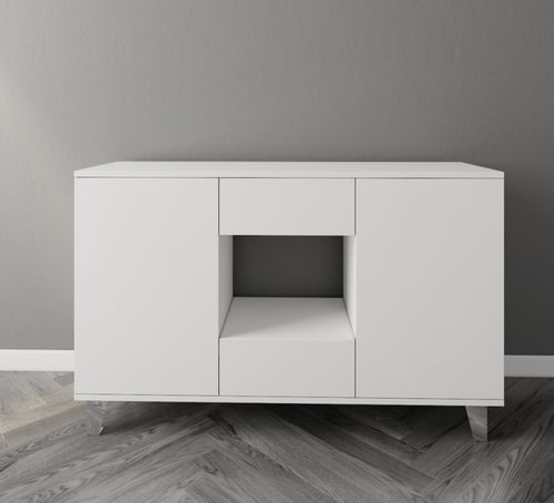 ركن قهوة لون أبيض بدرفتين ودرجين سحاب