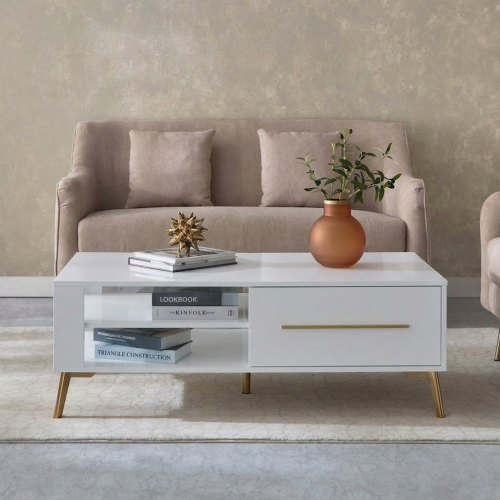 طاولة وسطية مجموعة أركان لون أبيض من ياقوتة