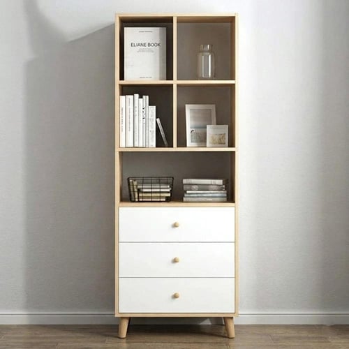 وحدة أرفف تخزين لون بيج مع أبيض من ياقوتة