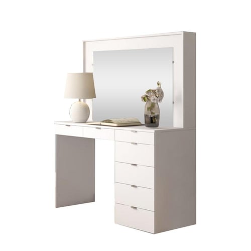 تسريحة غرفة نوم مودرن بأدراج ومرآة - تصميم أبيض أن...