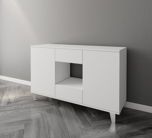 ركن قهوة لون أبيض بدرفتين ودرجين سحاب