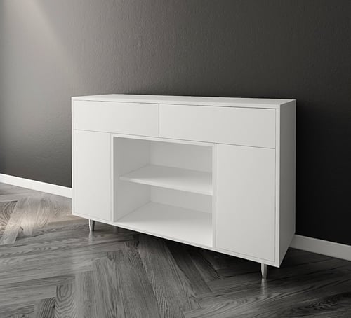 ركن قهوة لون أبيض بدرفات وأدراج