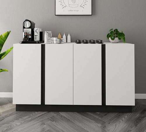 ركن قهوة لون أبيض مع قاعدة أسود