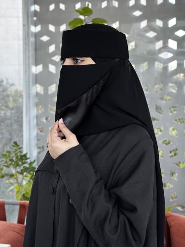 نقاب حرير وسط إسلامي مطاط مايل مشبك