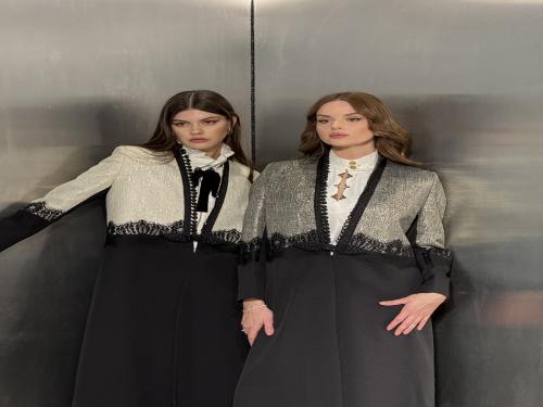 Moroccan blazer with a kaftan collar and elegant l...