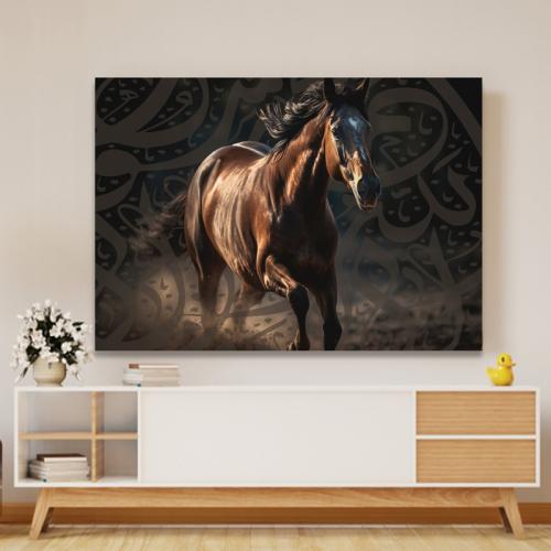 A fabric painting with a horse design
