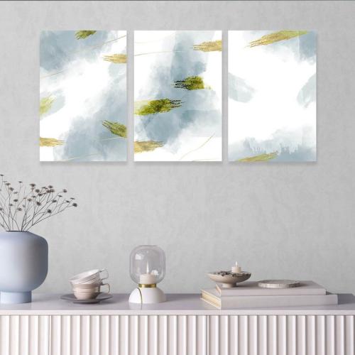 Modern three-piece canvas painting with abstract a...